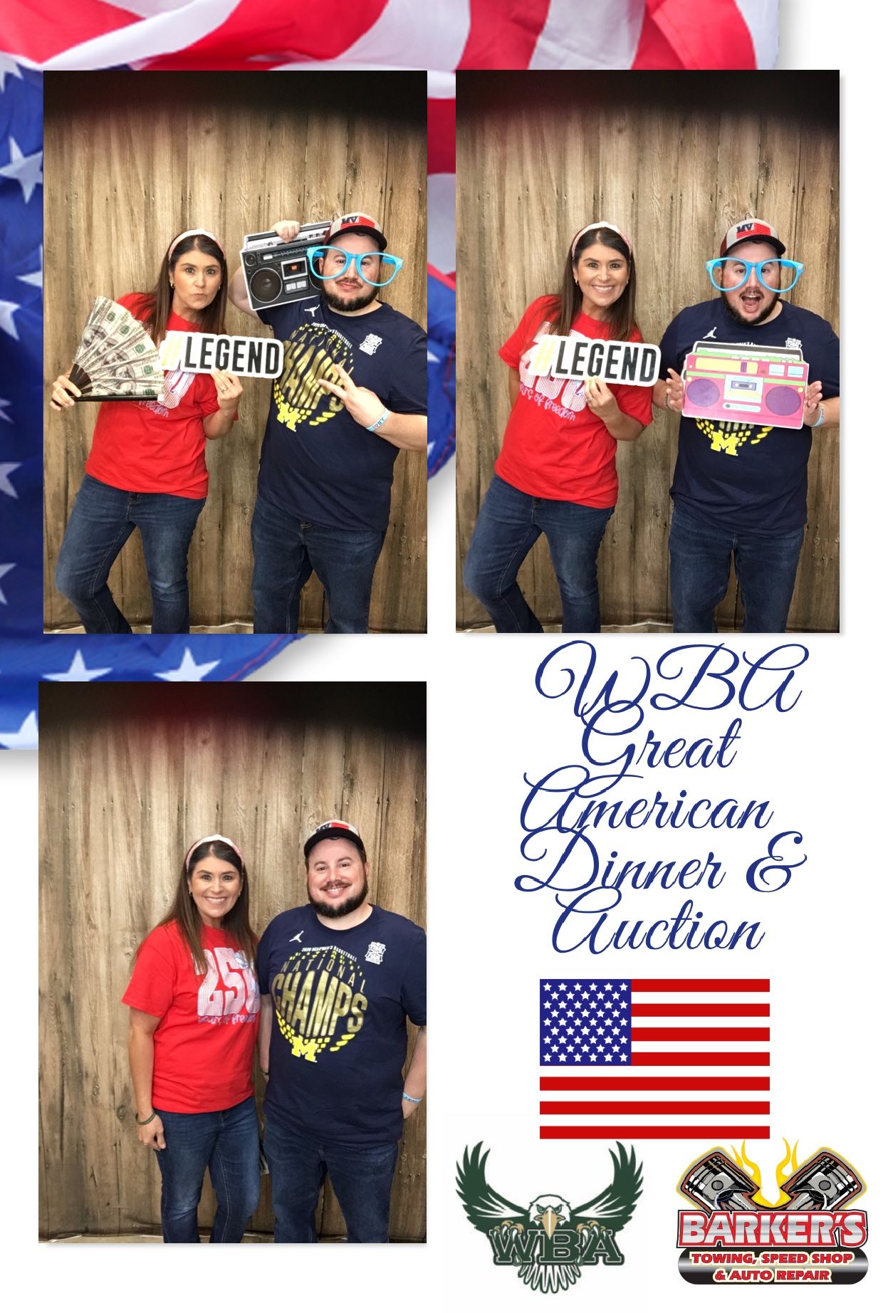 WBA Great American Dinner and Auction photo booth strip